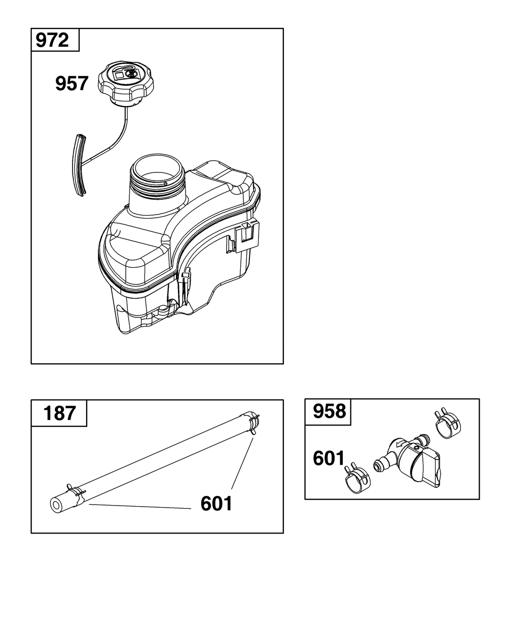 Fuel Supply Group Diagram and Parts List for 125P02-0021-H5 100000 - 19Z999 Briggs and Stratton Engine